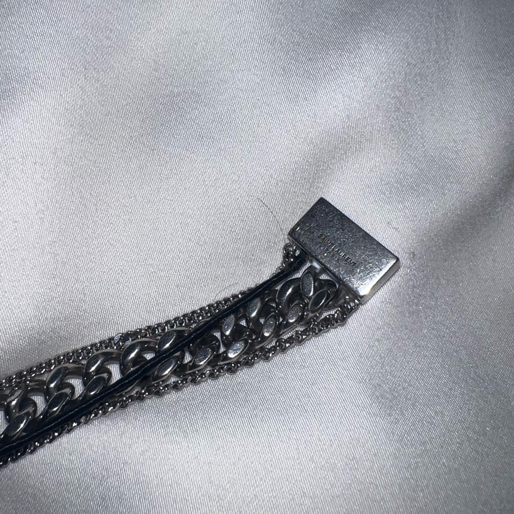 Saint Laurent Bracelet Silver and Cotton Chain - Picture 6 of 8
